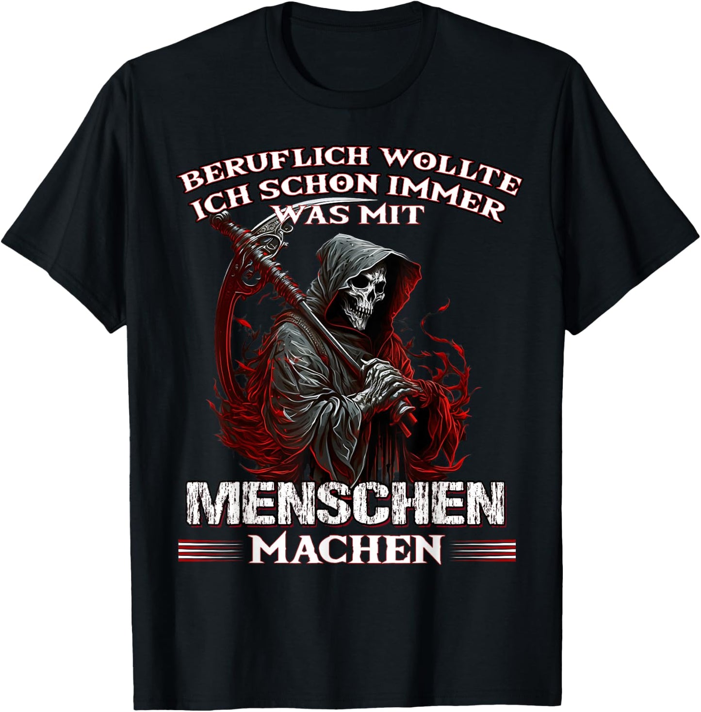 with German Text "Beruflich wollte ich schon immer was mit Menschen machen" (, black T-Shirt - T-Shirt | Black