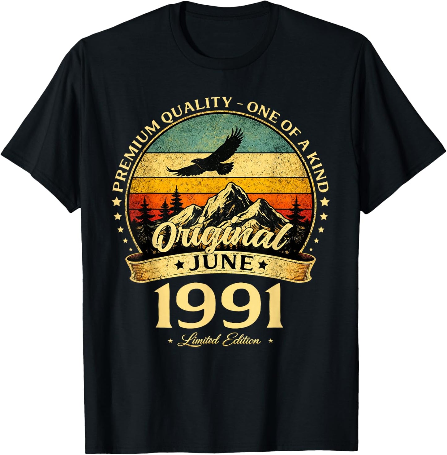 35 Ans Anniversaire Homme Cadeau Juin 1991 Vintage T-Shirt - T-Shirt | Black