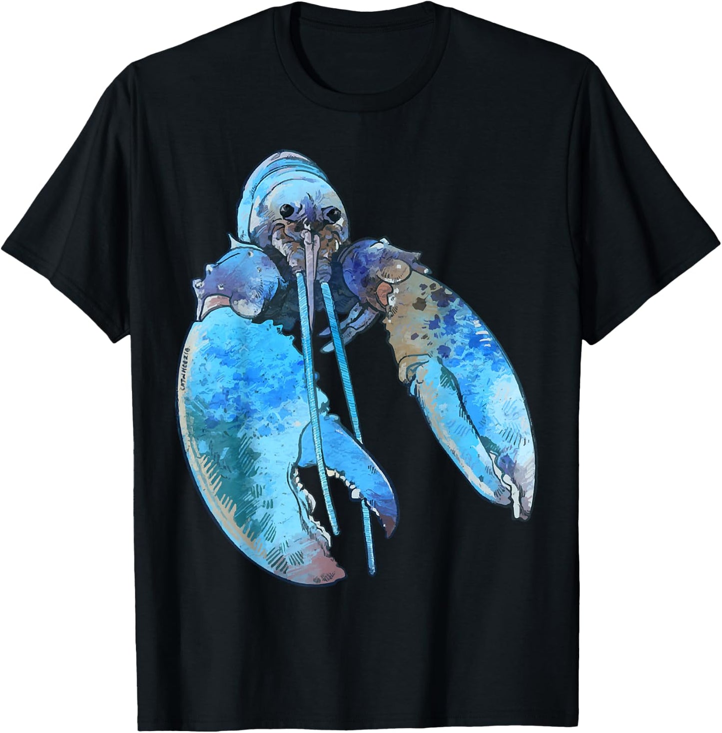 Funny Jumpscare Lobster Meme Blue Crustacean T-Shirt - T-Shirt | Black