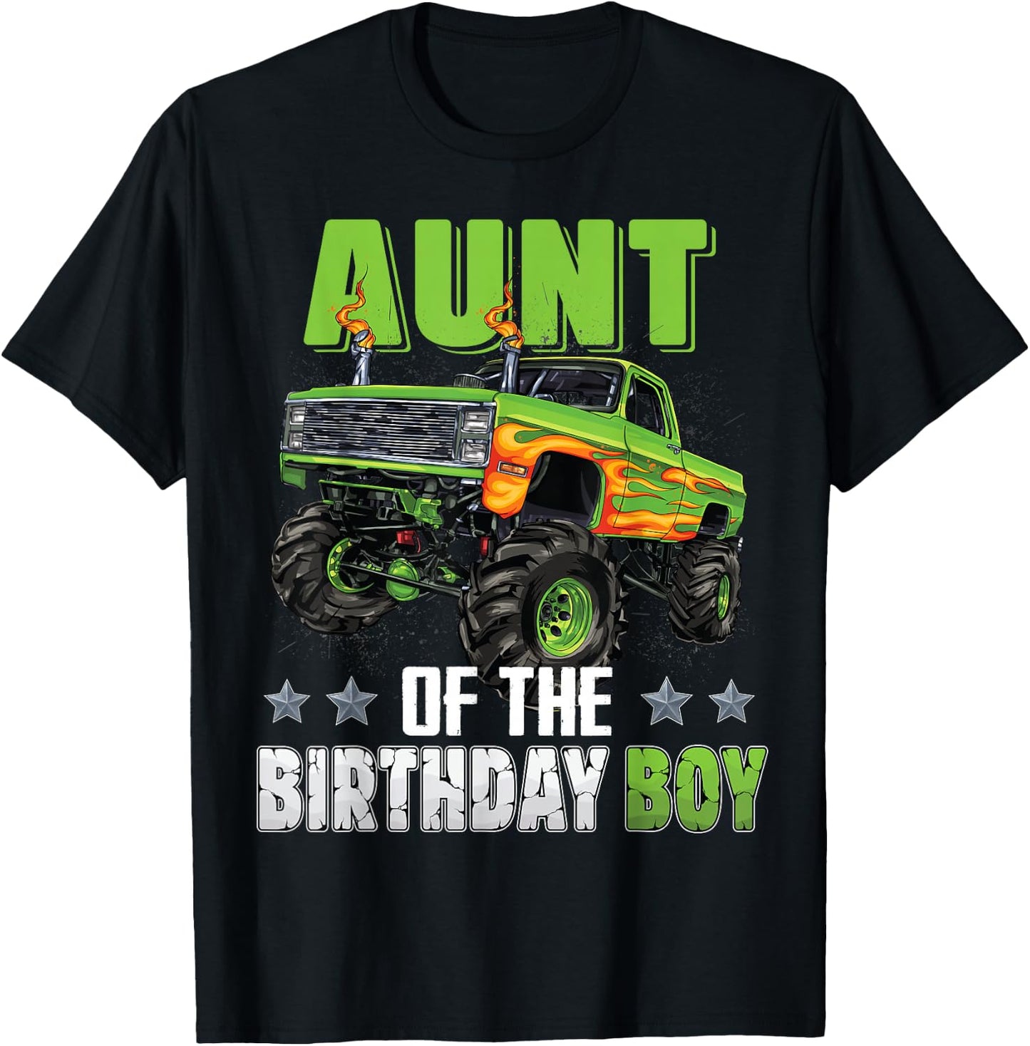 Aunt of Birthday Boy Monster Truck Car Family Matching T-Shirt - T-Shirt | Black