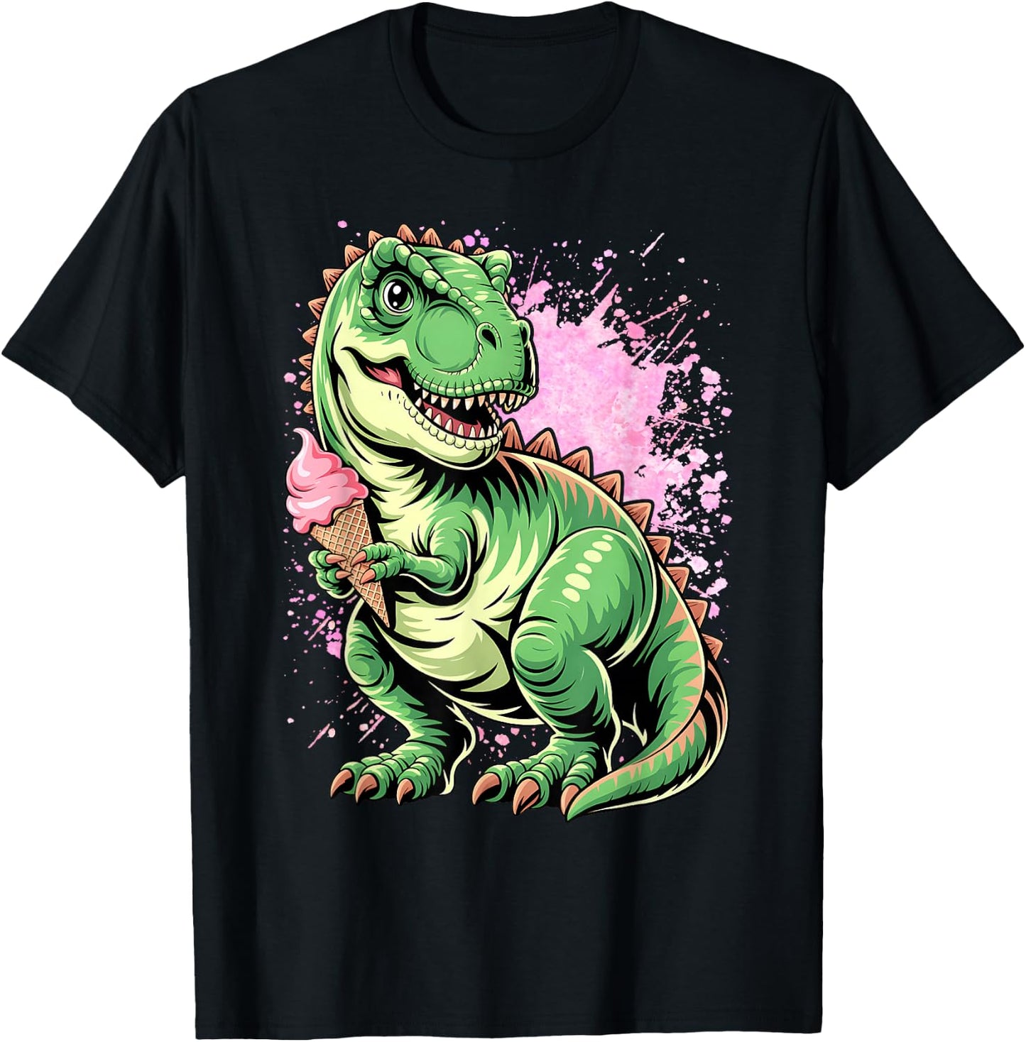 Ice Cream Dinosaur Brontosaurus Delicious Icecream Dino T-Shirt - T-Shirt | Black