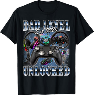 Dad Level Unlocked Est 2026 Gamer First Time Daddy to Be T-Shirt - T-Shirt | Black