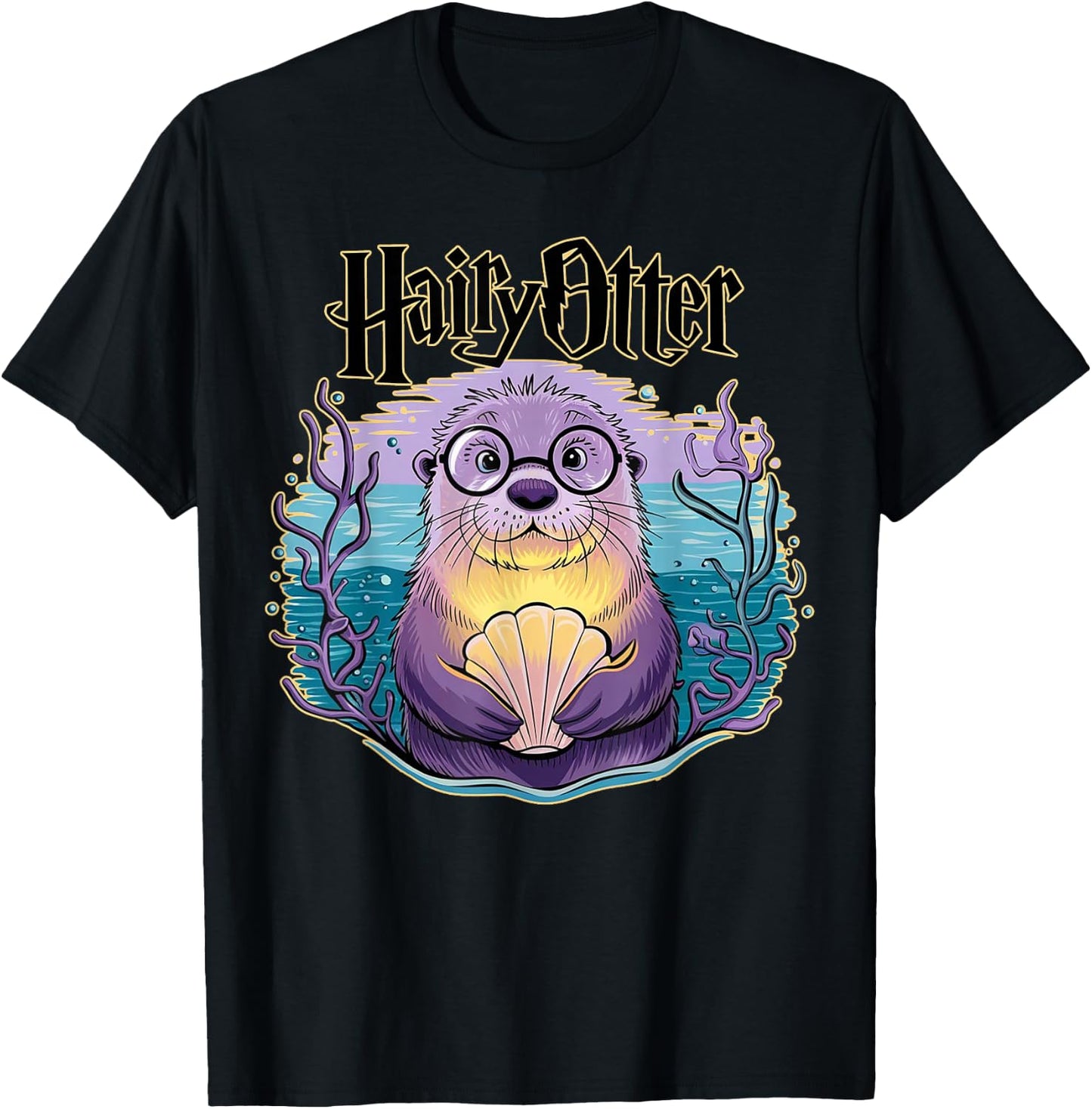 Christmas Lover Hairy Otter Funny Cute Kawaii Christmas Otter -Adults - Black, Small T-Shirt - T-Shirt | Black