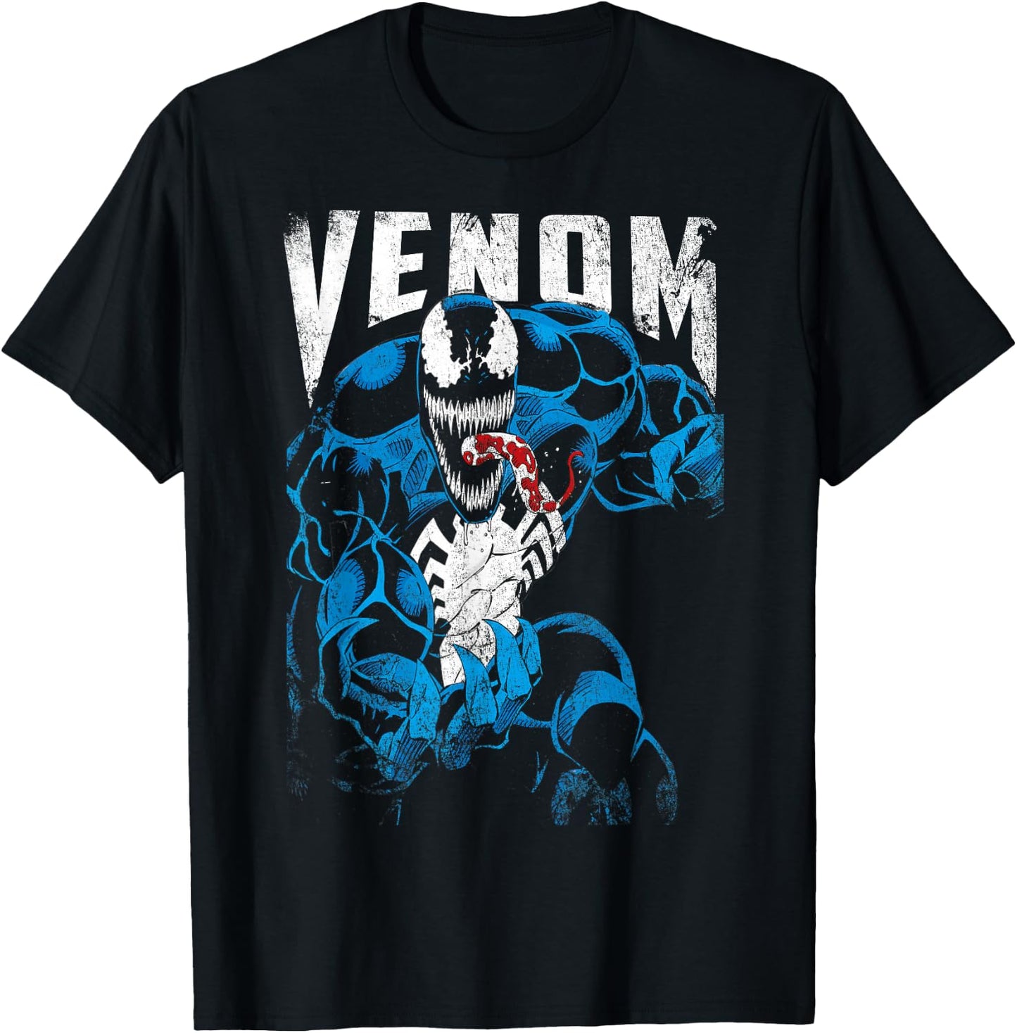 Marvel Venom Bloody Tongue Out Distressed Small T-Shirt - T-Shirt | Black