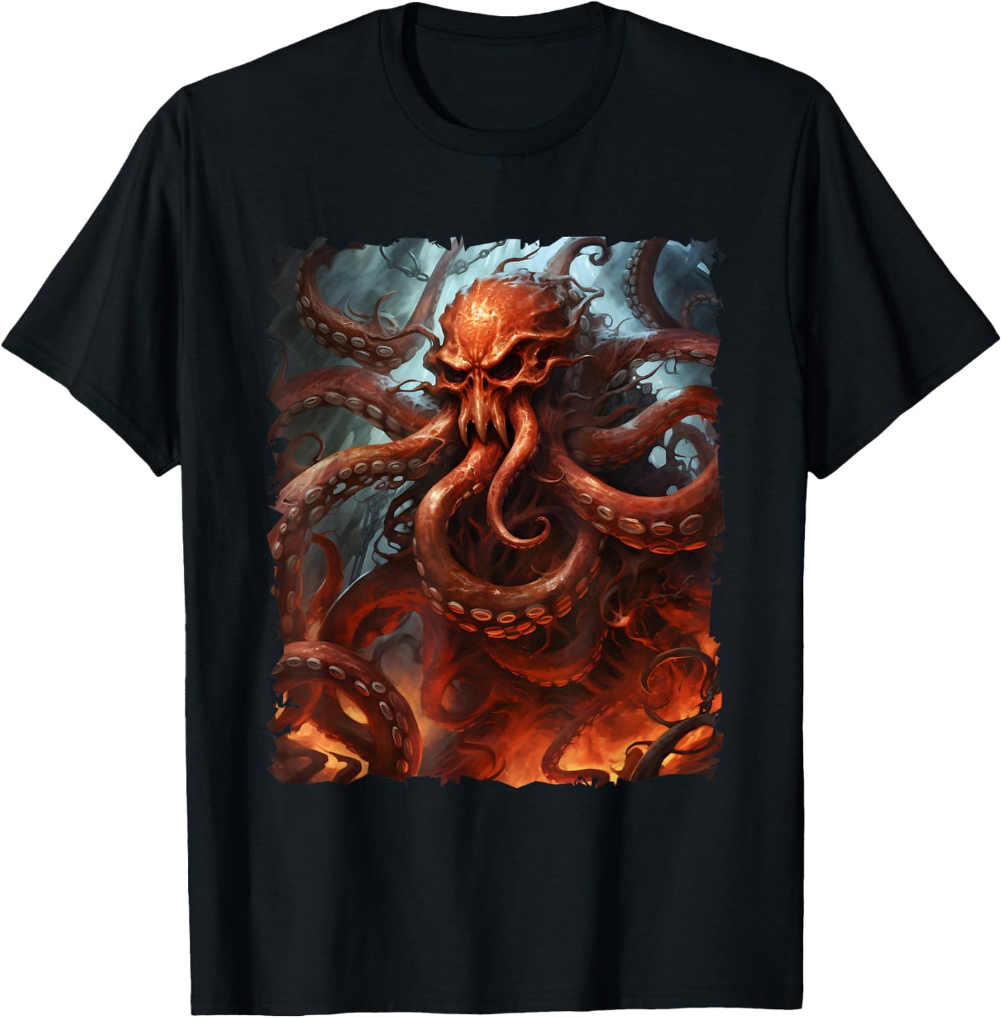 Giant Red Octopus Kraken with Tentacles Sea Monster T-Shirt - T-Shirt | Black