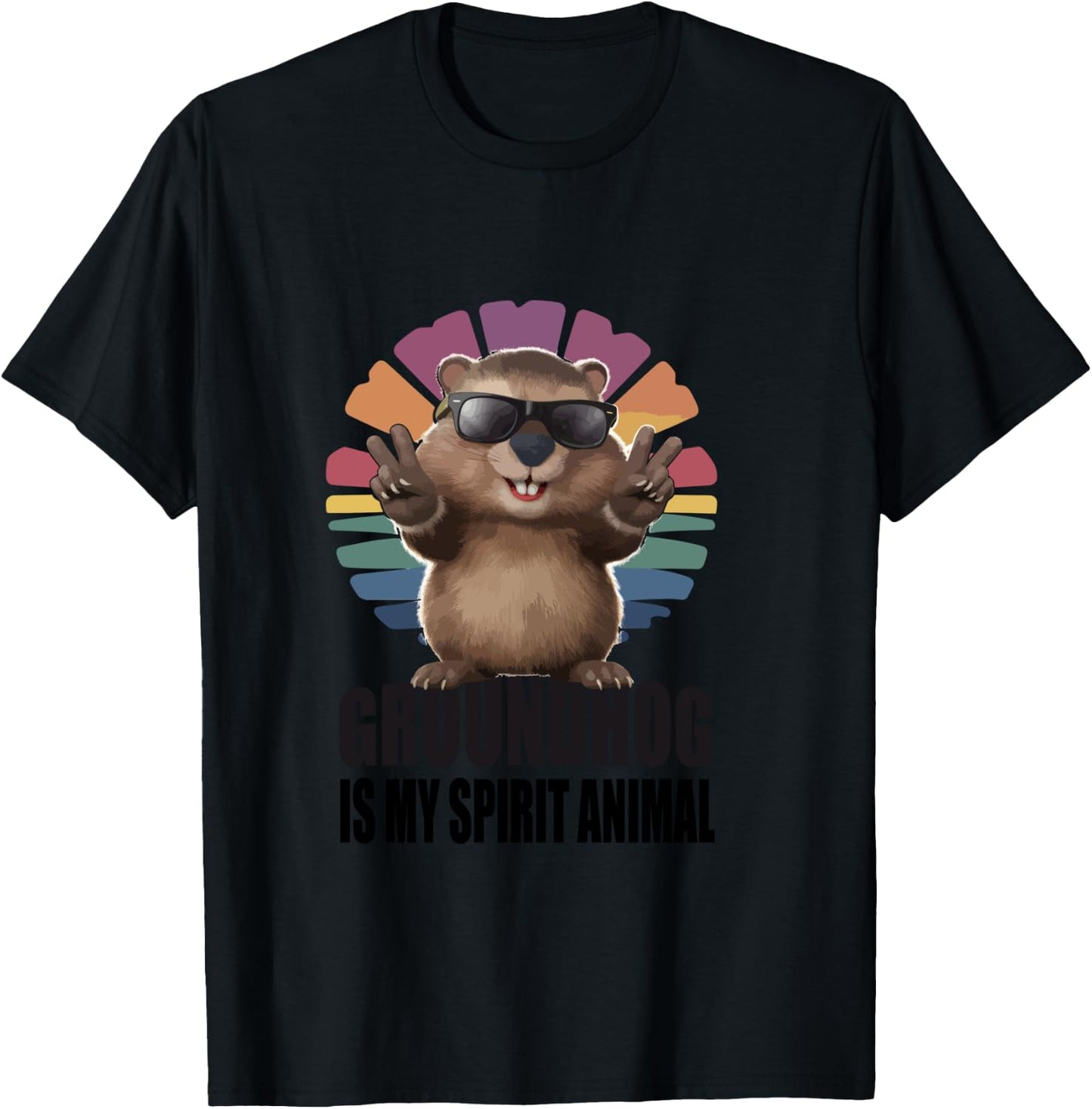 Groundhog Is My Spirit Animal - Cute Groundhog Day Groundhog T-Shirt - T-Shirt | Black