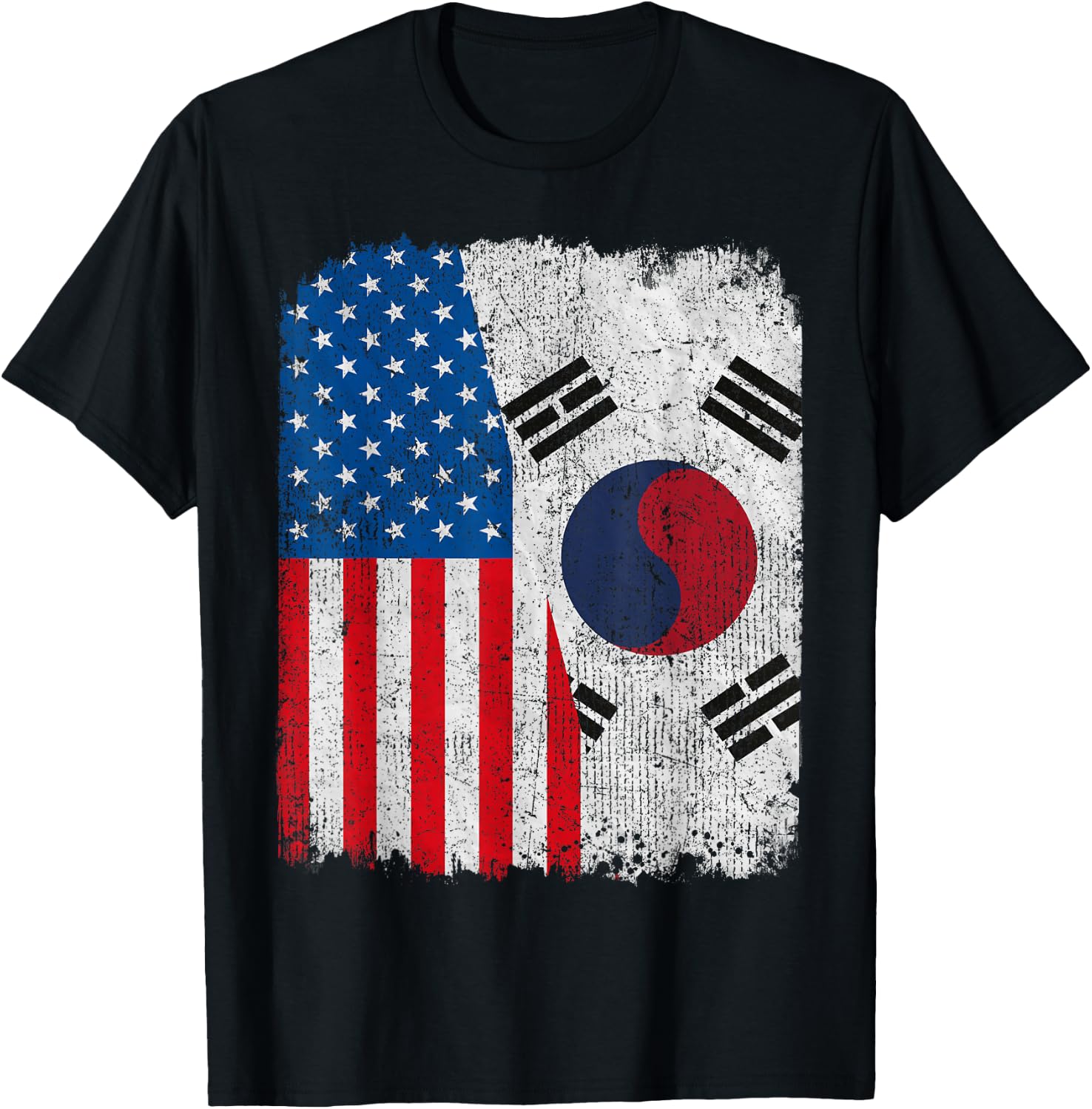 South Korean American Flag Half USA South Korea Root Proud T-Shirt - T-Shirt | Black