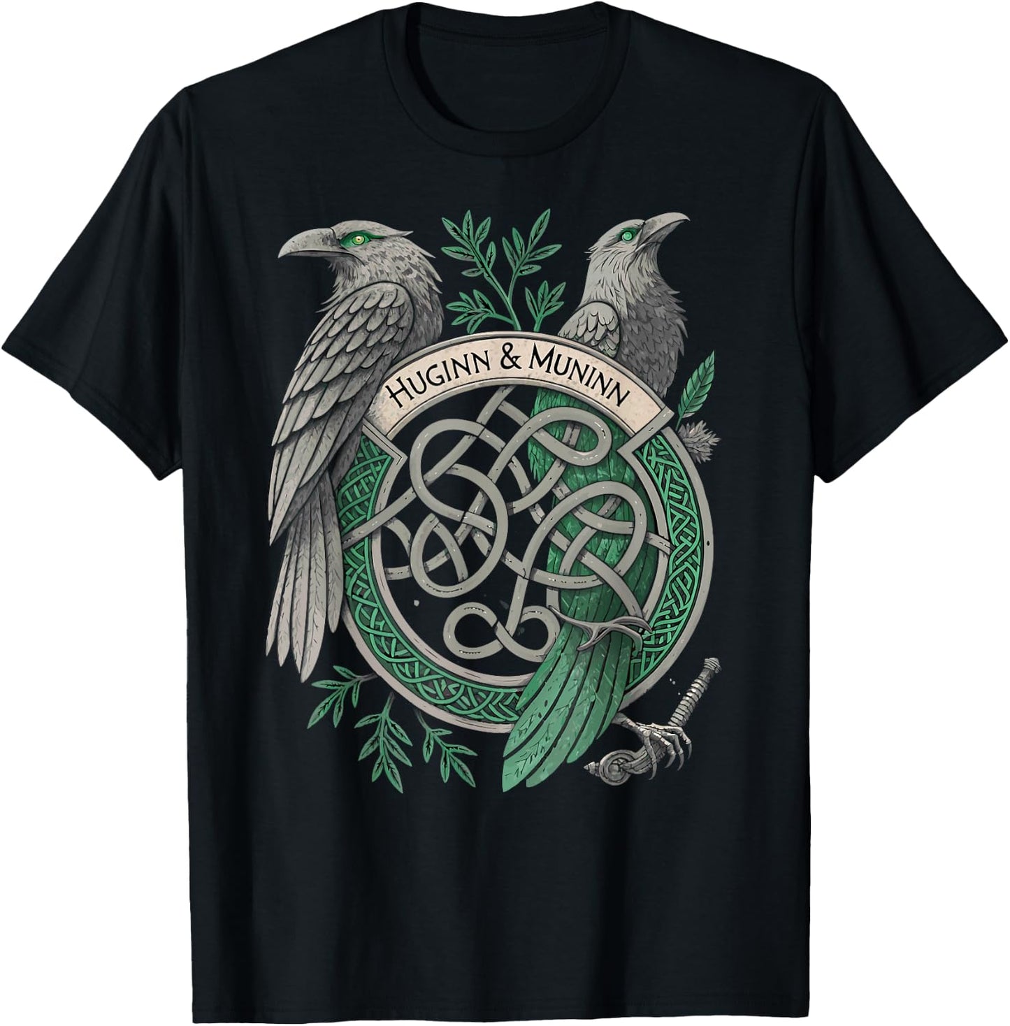 Huginn & Muninn - Germanic Mythology Viking Celtic Raven T-Shirt - T-Shirt | Black