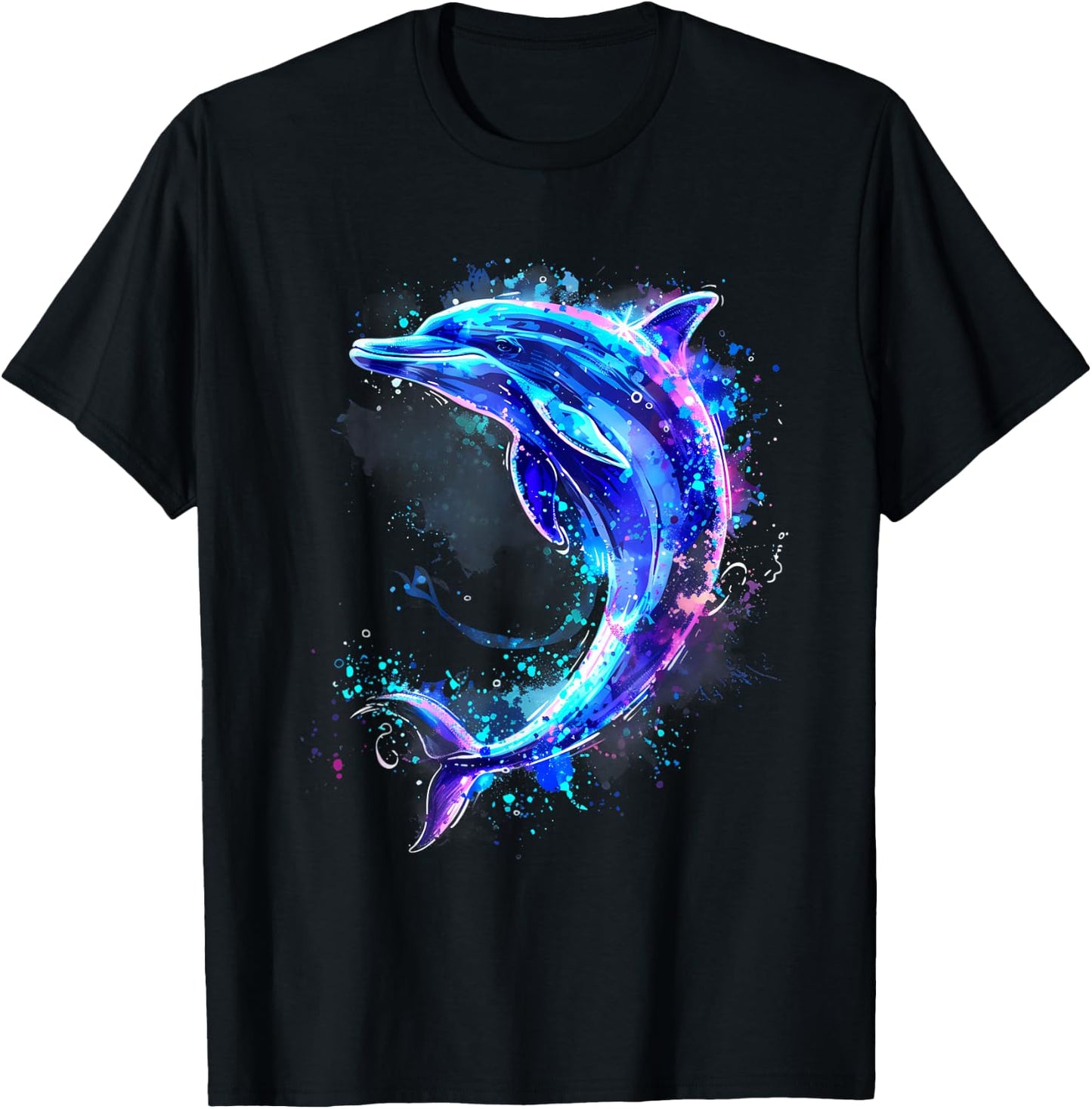 Dolphin Sea Ocean Dolphin Artwork Ocean Sea Animal Lover , black T-Shirt - T-Shirt | Black