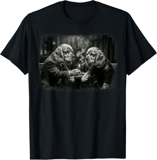 Funny Cocker Spaniel Dog Smoking Cigarette Meme T-Shirt - T-Shirt | Black