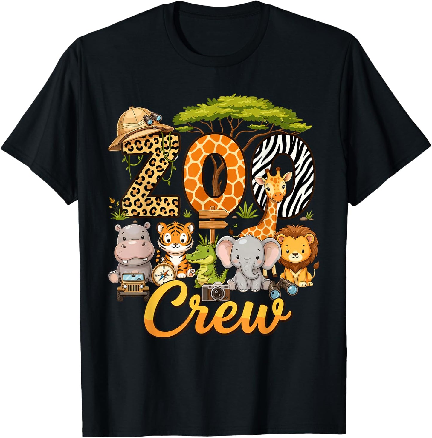 Zoo Crew Safari Animals Wildlife Animal Wild Field Trip T-Shirt - T-Shirt | Black