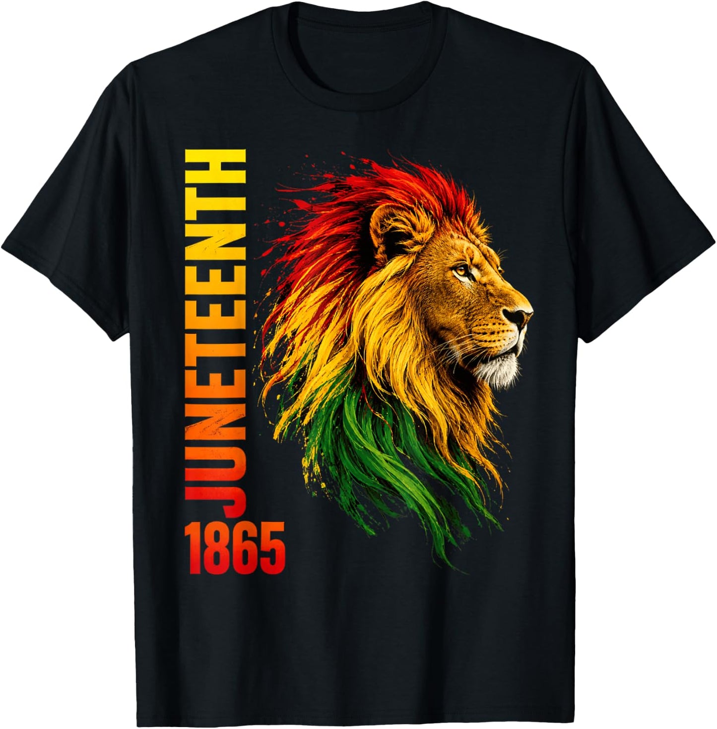 Juneteenth Lion Black African June 19th Men Women Kids T-Shirt - T-Shirt | Black