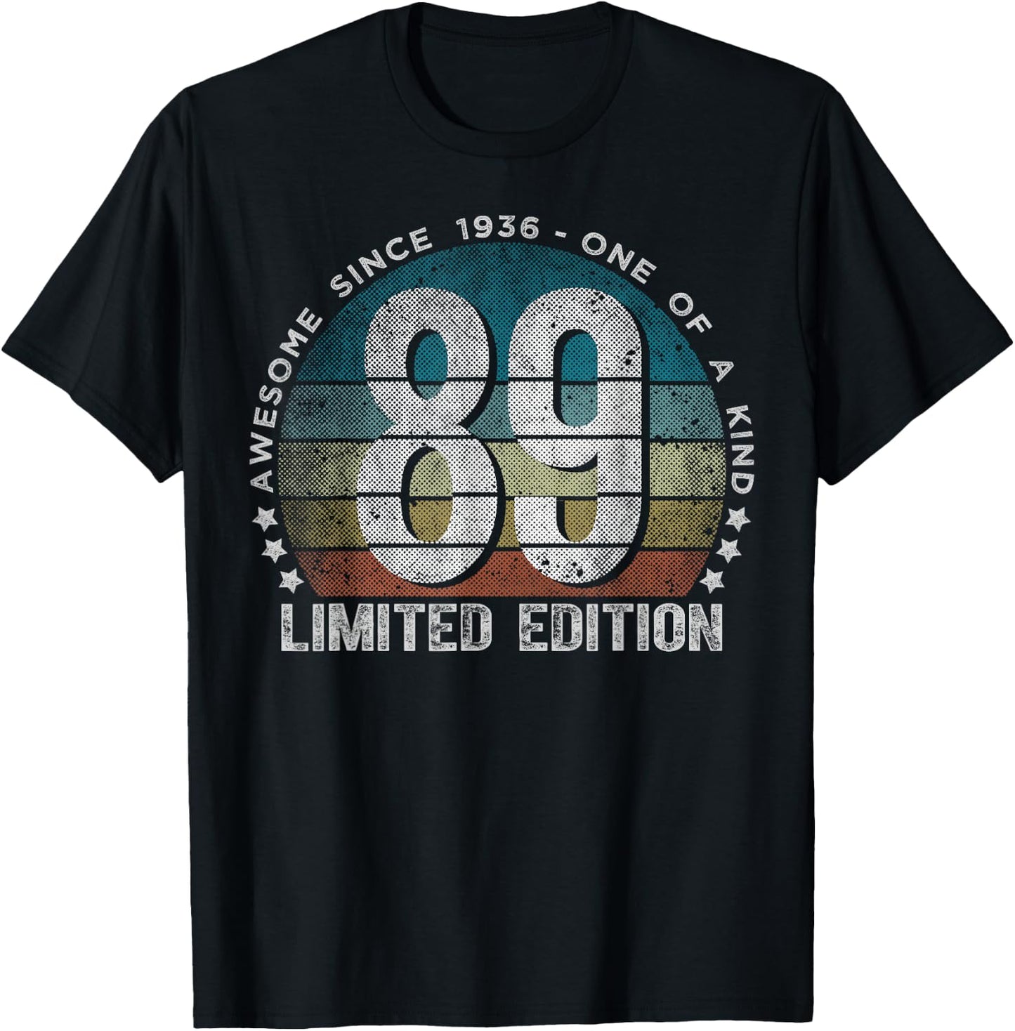 89 Year Old Gifts Vintage 1936 Limited Edition 89th Birthday T-Shirt - T-Shirt | Black