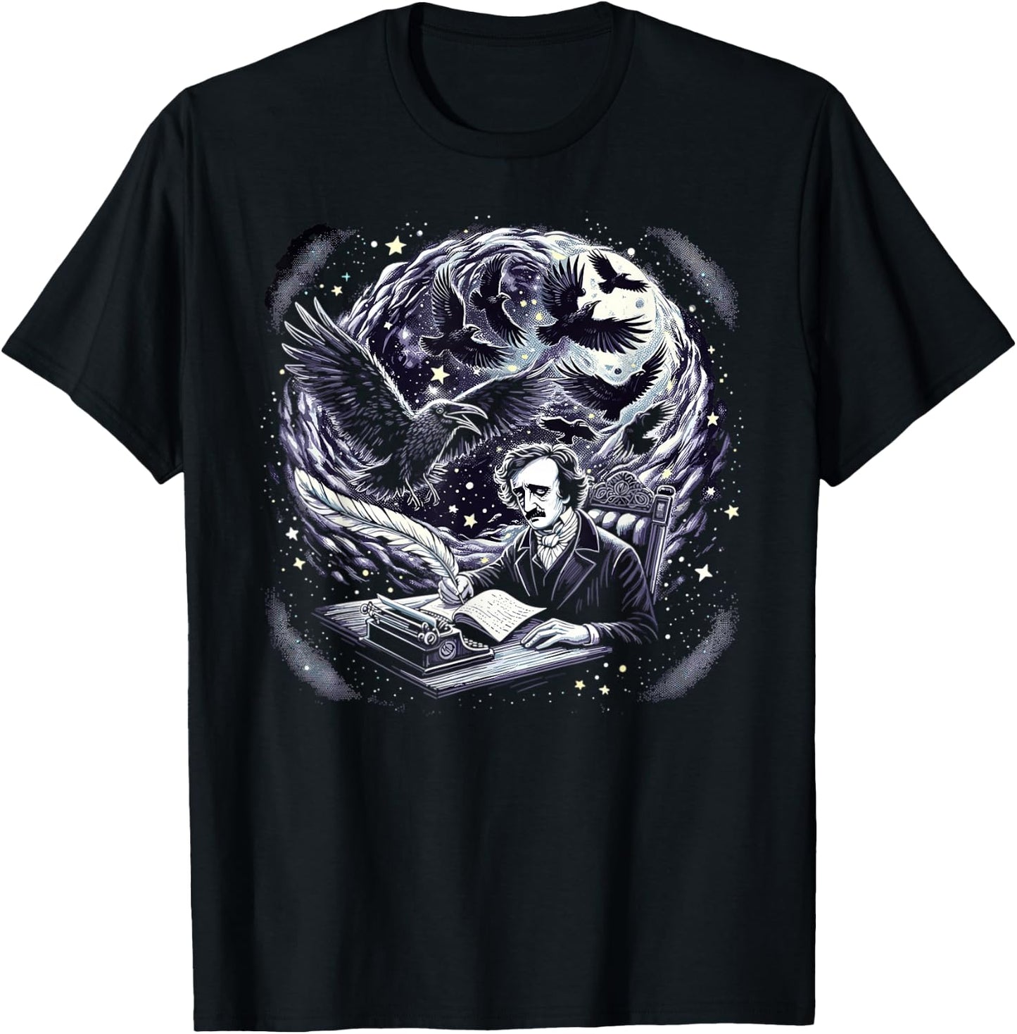 Edgar Allan Poe Raven Gothic Literature Macabre Poetry T-Shirt - T-Shirt | Black