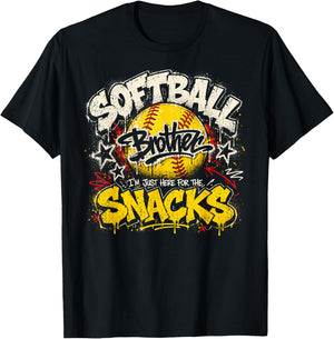 I'm Just Here for The Snacks Funny Softball Brother T-Shirt - T-Shirt | Black