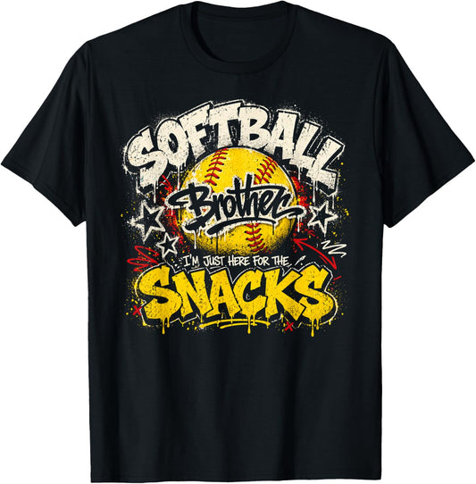 I'm Just Here for The Snacks Funny Softball Brother T-Shirt - T-Shirt | Black