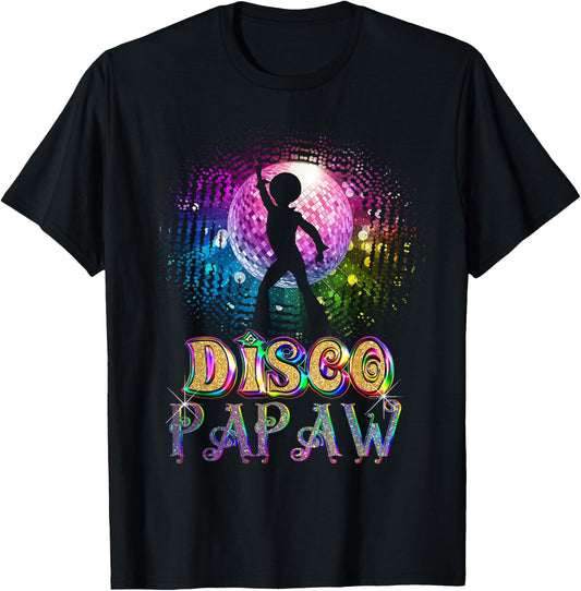 Funny Disco Papaw - Retro 70's Seventies Themed Disco Ball T-Shirt - T-Shirt | Black