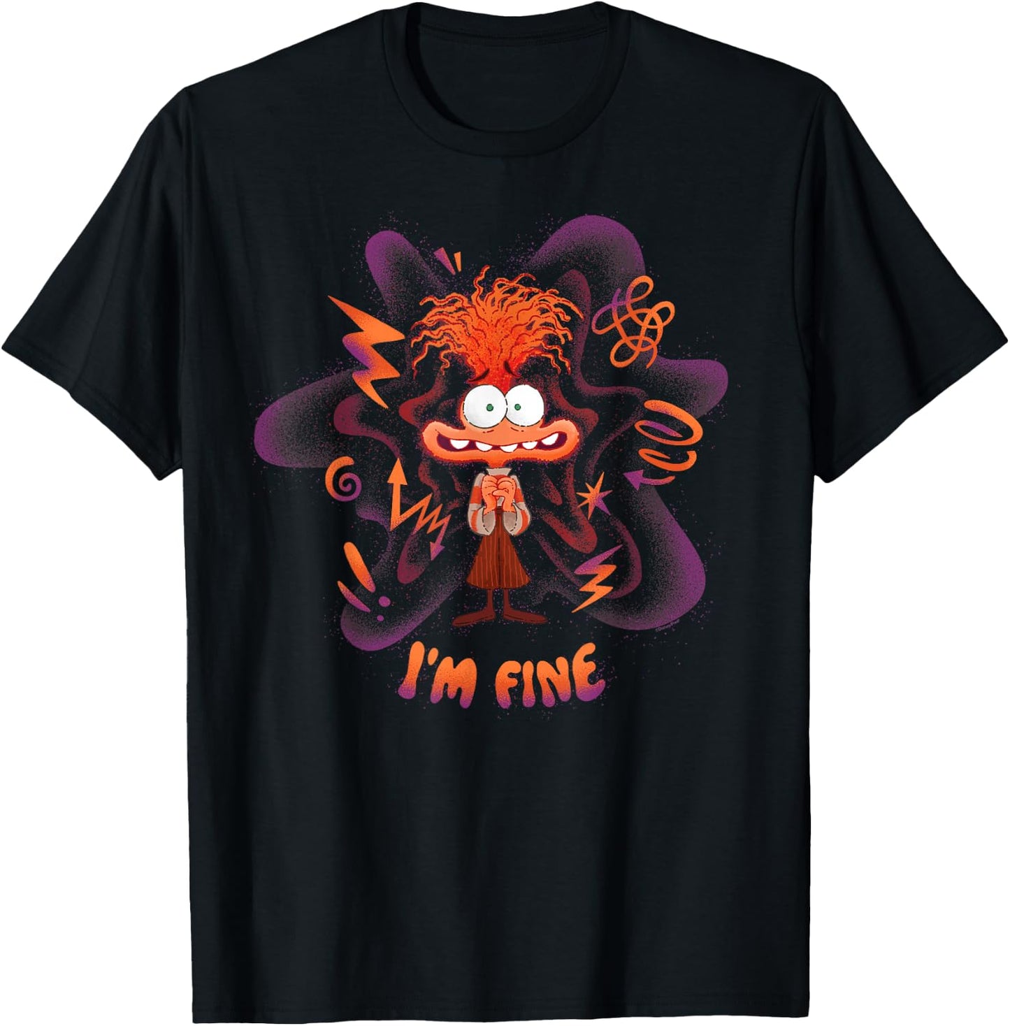Disney and Pixar's Inside Out 2 Emotions Anxiety I'm Fine T-Shirt - T-Shirt | Black