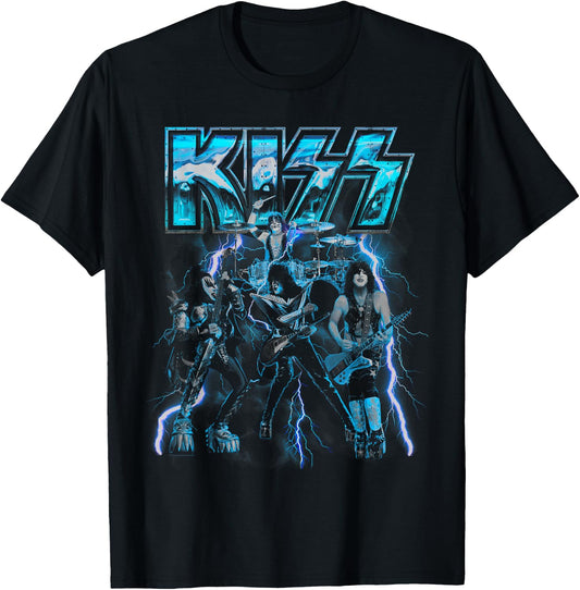 KISS - Blue Lightning T-Shirt - T-Shirt | Black