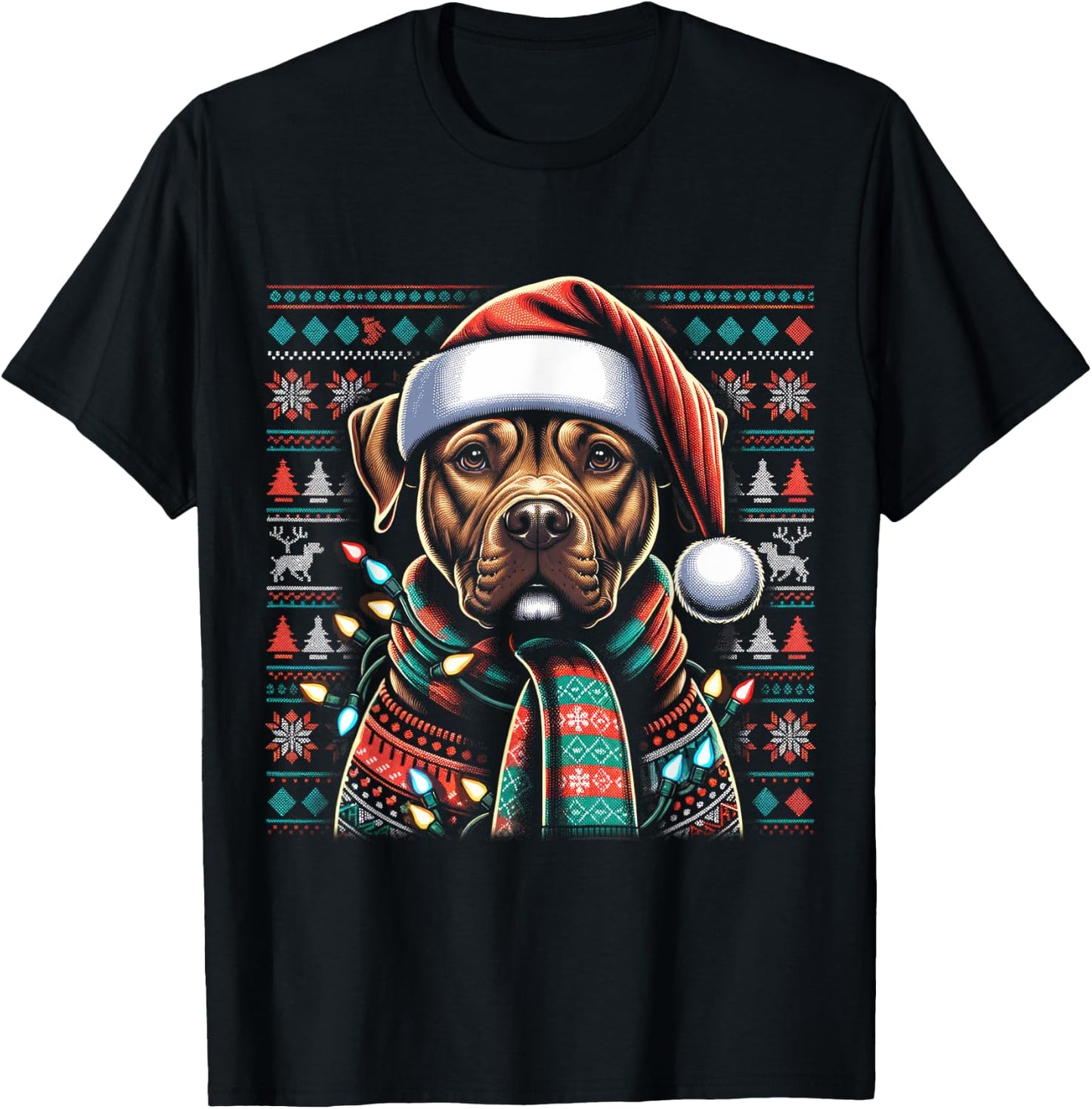 Christmas Pit bull Xmas Pit Bull Mom Dog Lover Santa T-Shirt - T-Shirt | Black