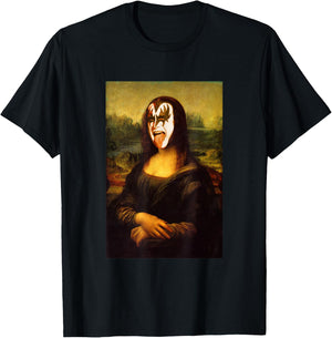 Mona Tongue Lisa Rockn roll Heavy Metal Rock T-Shirt - T-Shirt | Black
