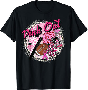 Pink Out American Football Warrior Breast Cancer Awareness T-Shirt - T-Shirt | Black