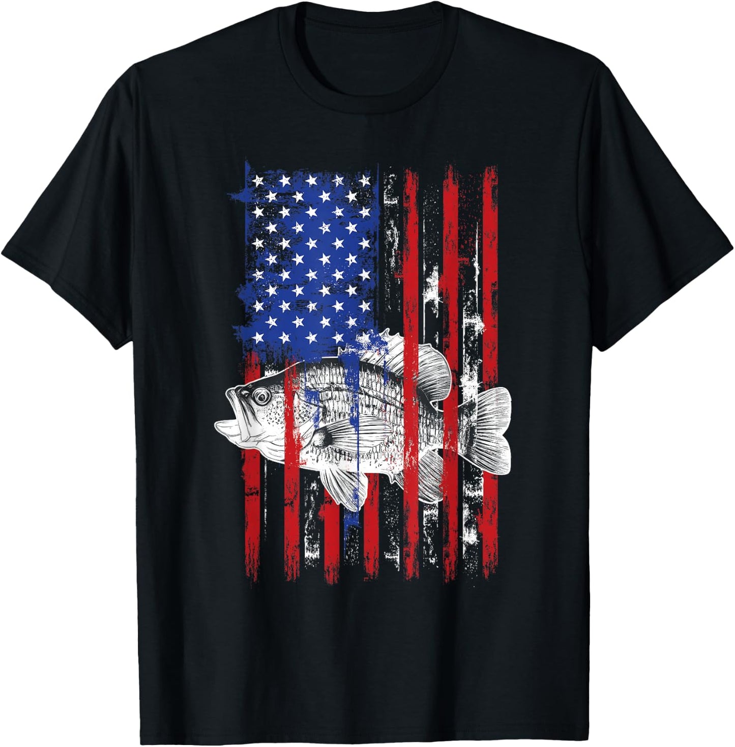 Crappie American Flag Fishing Flag Patriotic Fish Catcher T-Shirt - T-Shirt | Black