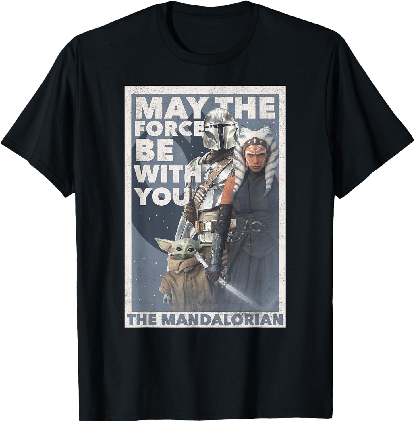 Star Wars: The Mandalorian Ahsoka May The Force Poster R13 T-Shirt - T-Shirt | Black