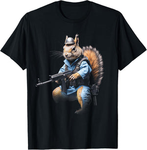 Squirrel Whisperer cool funny gun squirrel lover T-Shirt - T-Shirt | Black