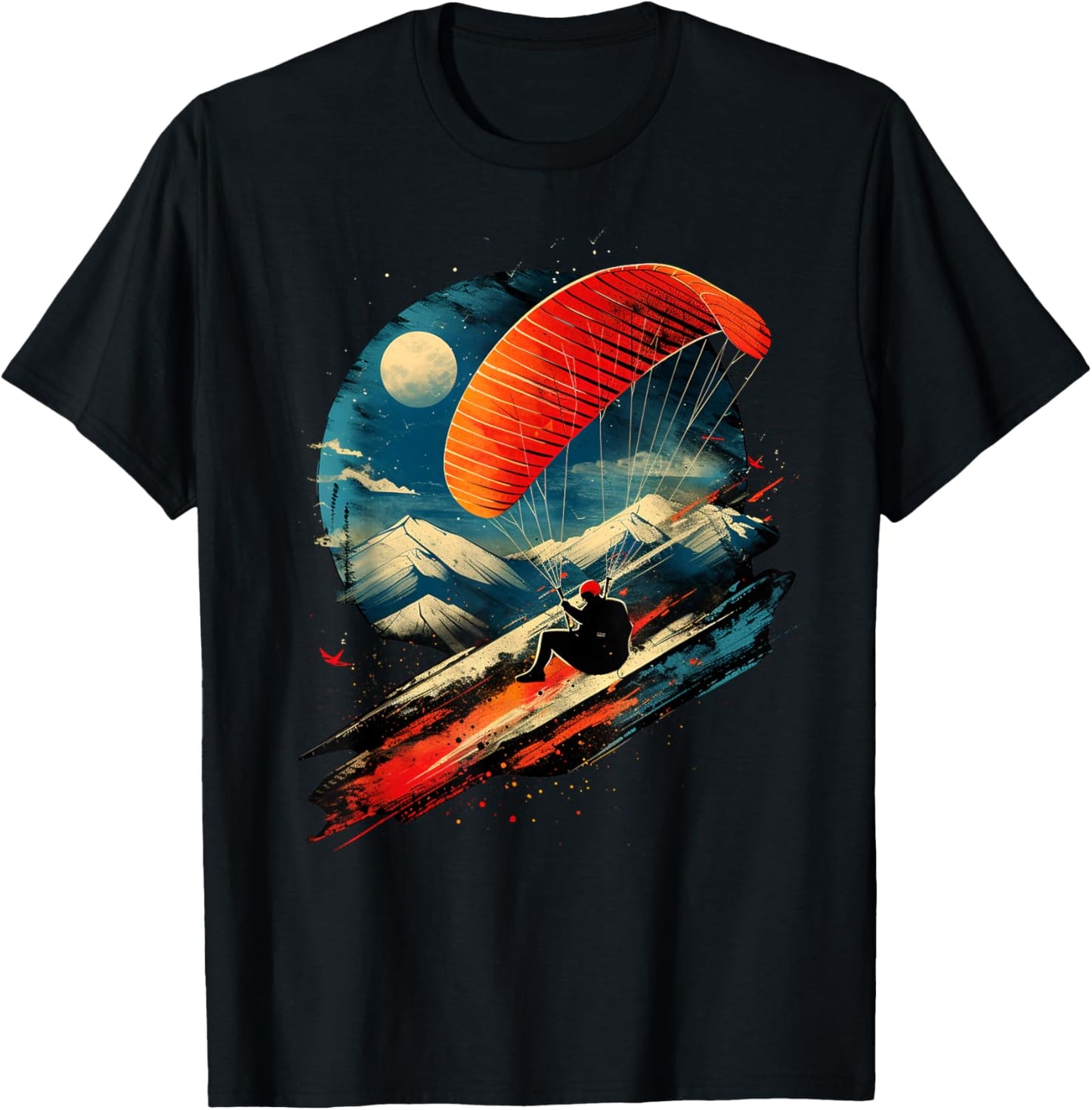 Aesthetic paragliding on sports paragliding , Black, S T-Shirt - T-Shirt | Black