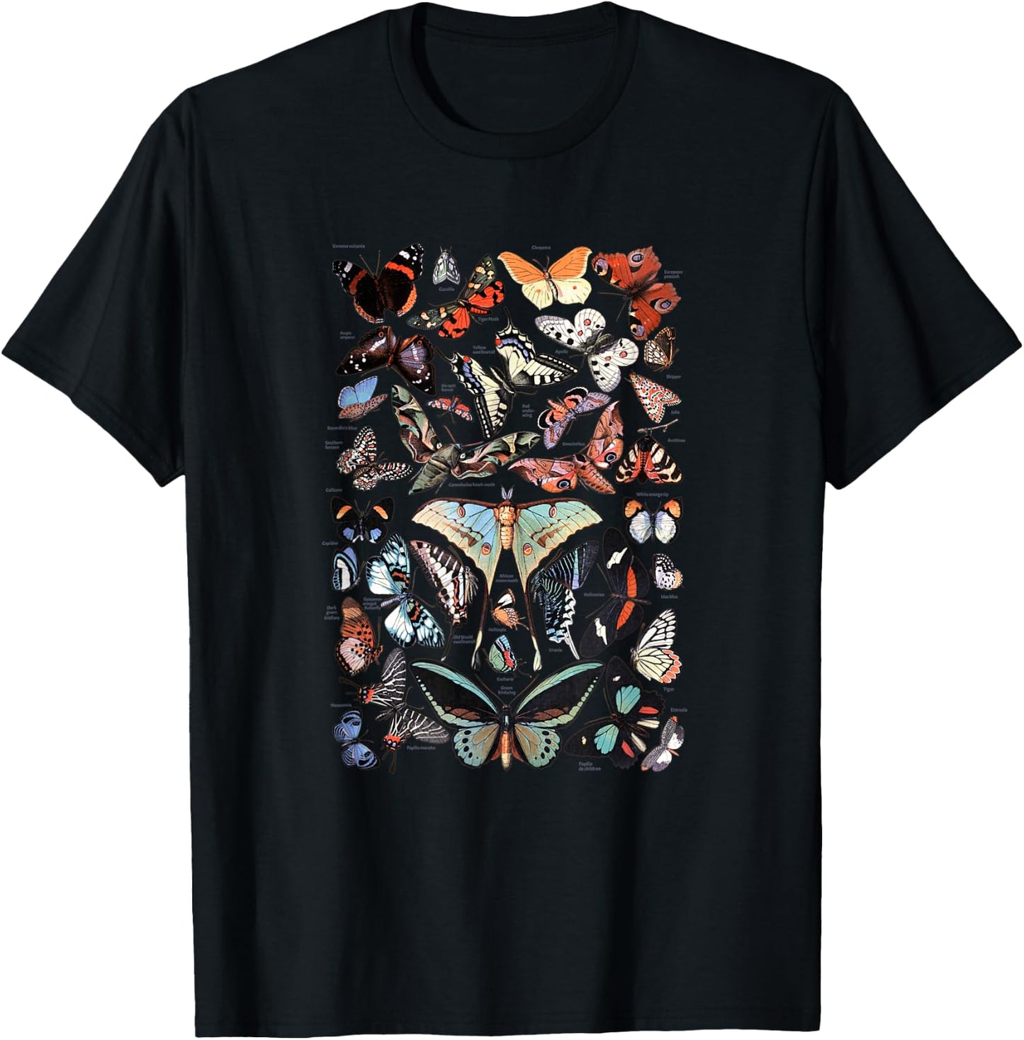 Vintage Butterflies - Butterfly Collection English Names T-Shirt - T-Shirt | Black