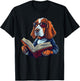 Cute Dog Basset Hound Reading Book T-Shirt - T-Shirt | Black