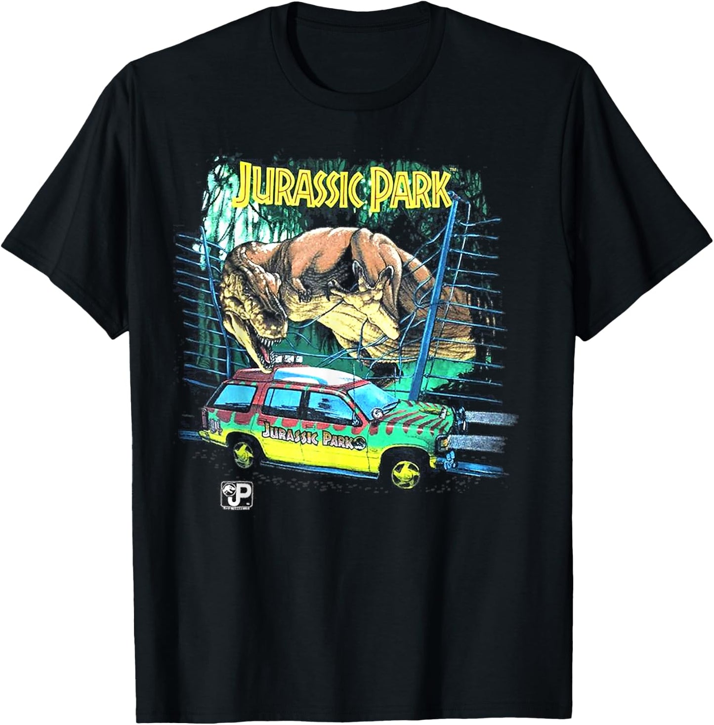 Jurassic Park Vintage Safari Drive Scene T-Shirt - T-Shirt | Black