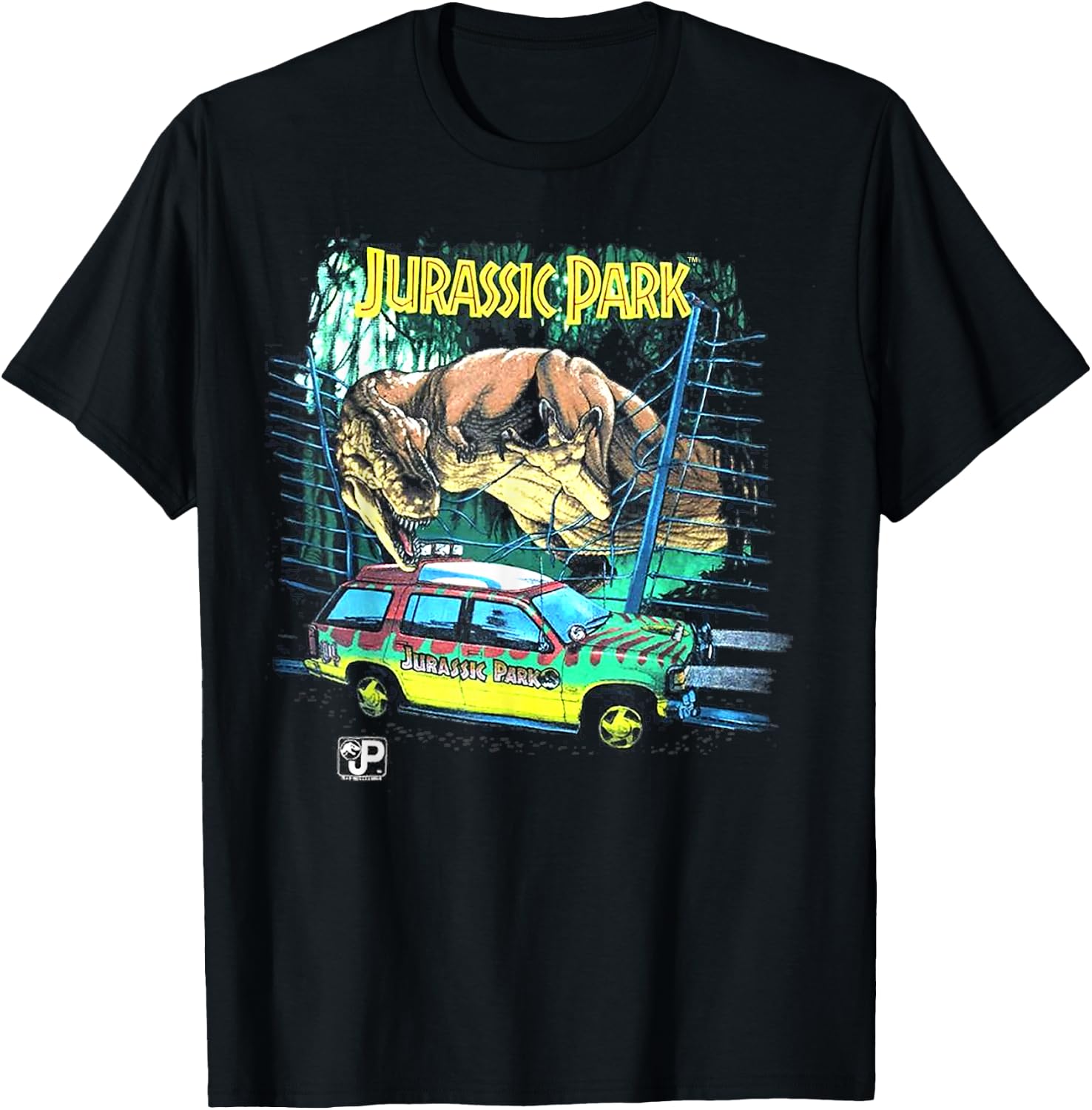 Jurassic Park Vintage Safari Drive Scene T-Shirt - T-Shirt | Black