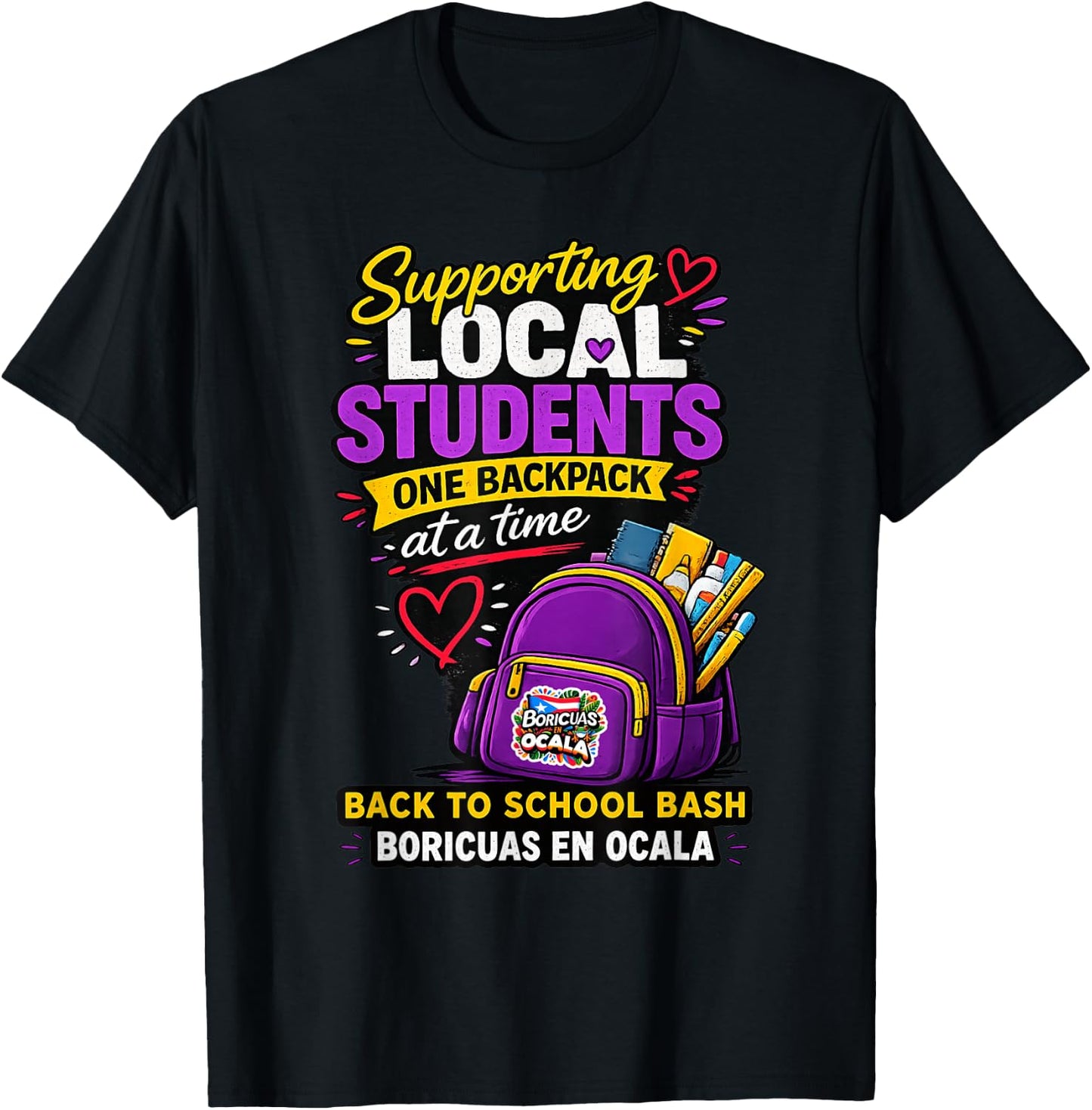 Supporting Local Students One Book Bag At A Time T-Shirt - T-Shirt | Black