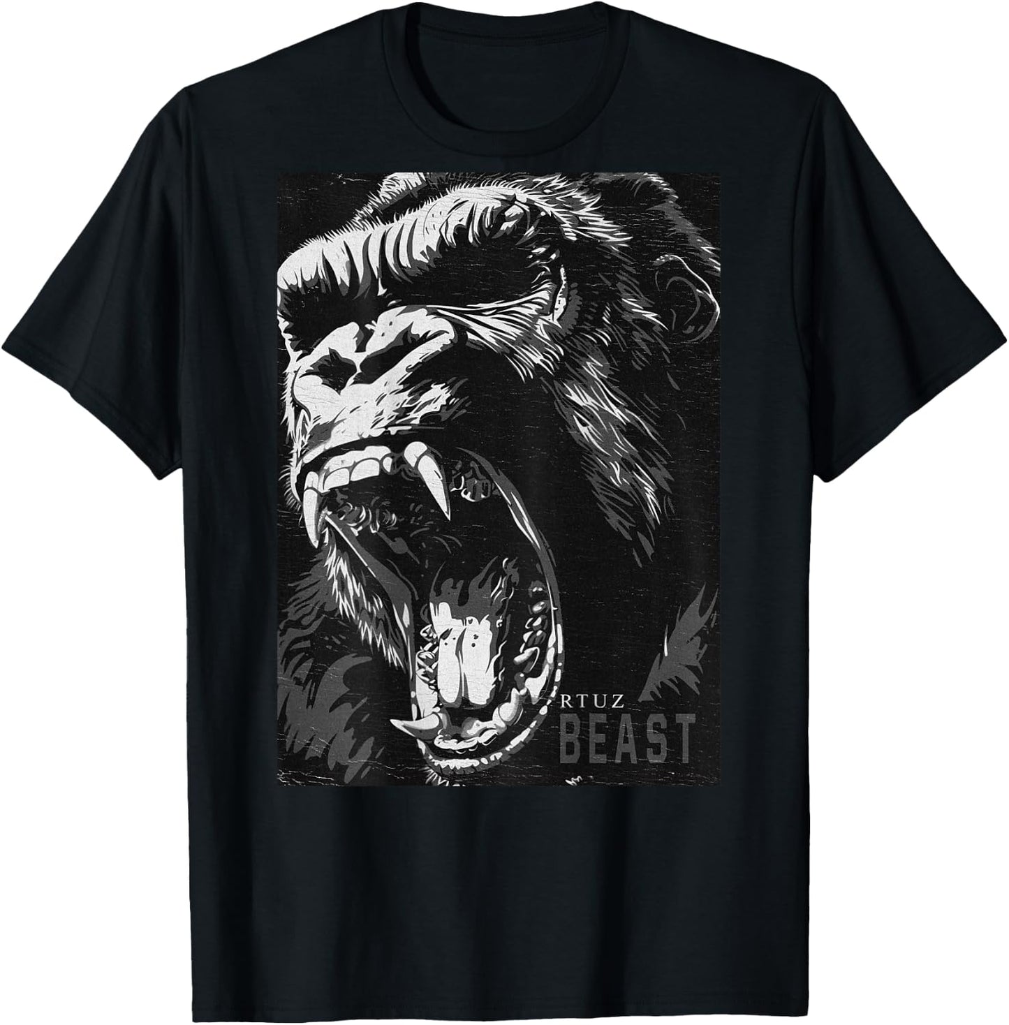 Wild Backprint Gorilla King Animal Monkey Gorilla T-Shirt - T-Shirt | Black