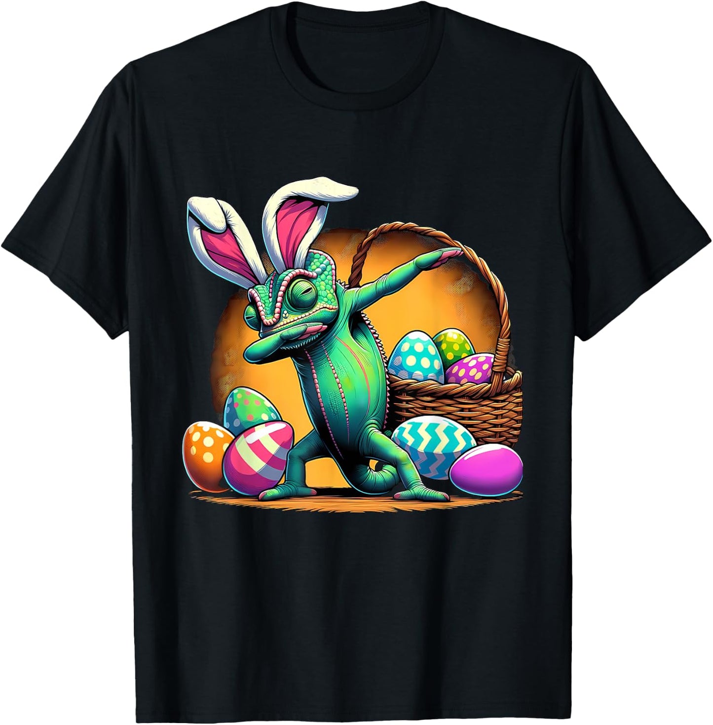 Dabbing Easter Bunny Chameleon T-Shirt - T-Shirt | Black