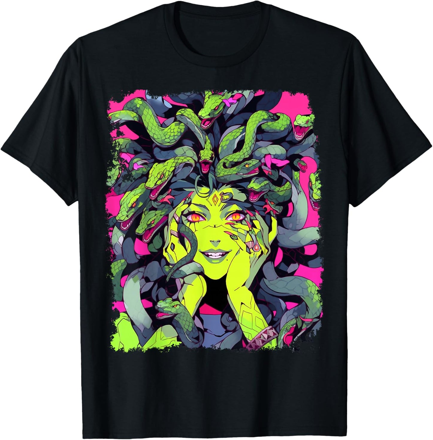 Feminine Greek Mythology Goddess Sexy Medusa Snakes Hair T-Shirt - T-Shirt | Black