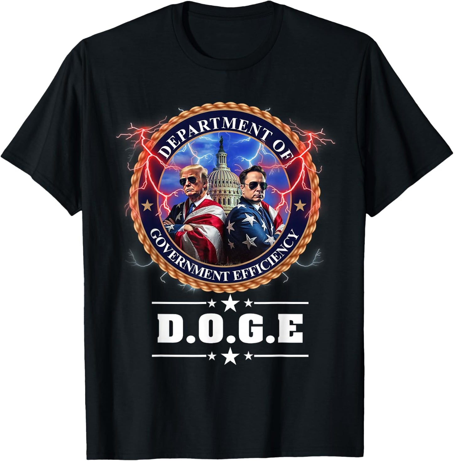 DOGE Department of Government Efficiency Trump 47th Elon , Black, S T-Shirt - T-Shirt | Black