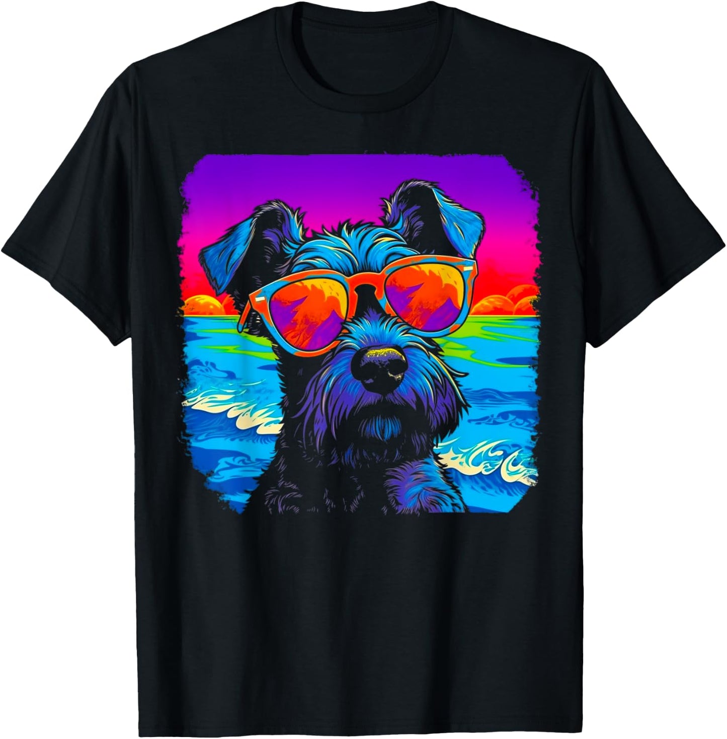 Summer Schnauzer Dog T-Shirt - T-Shirt | Black