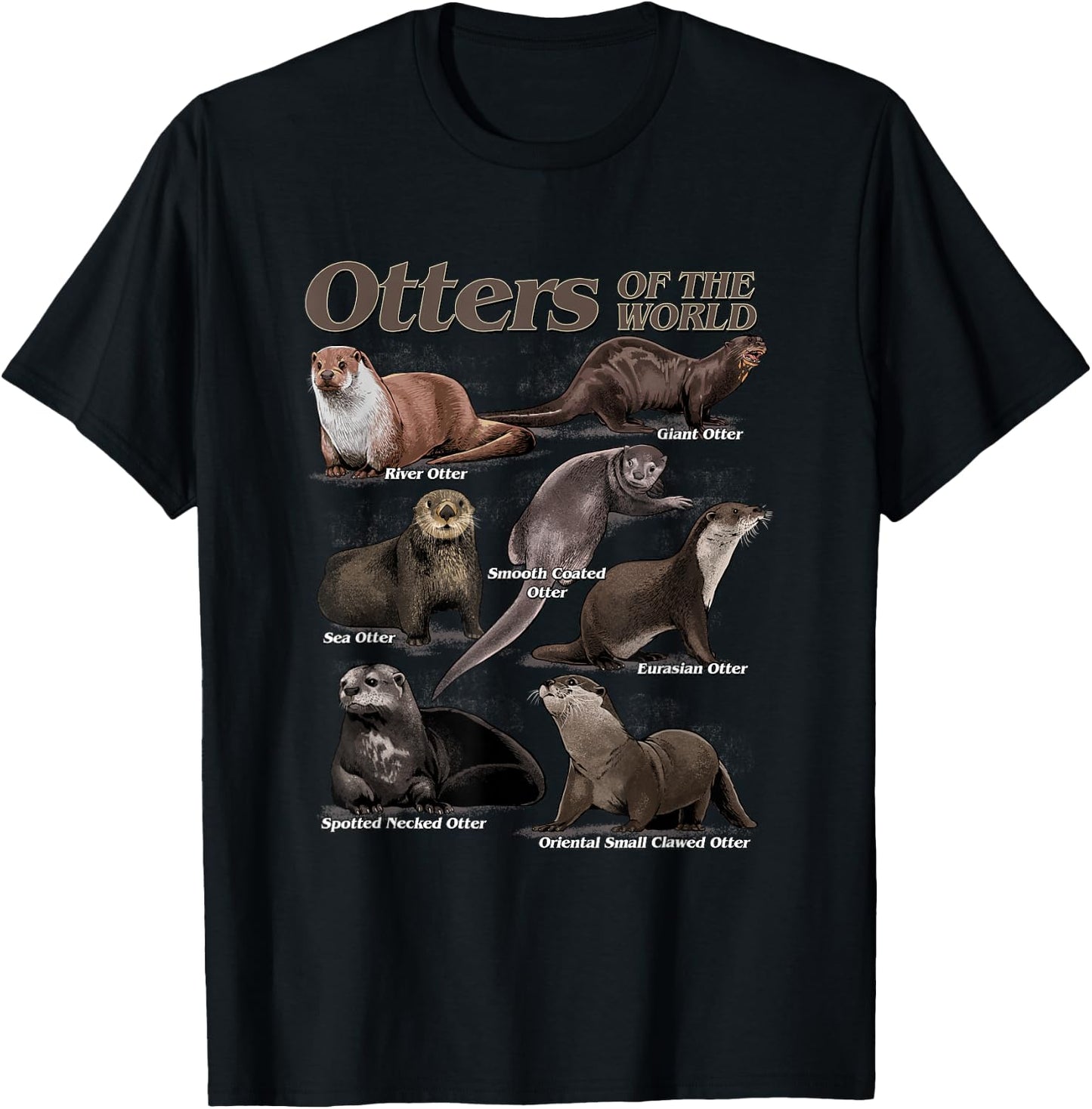 Otters Animals of the World Educational Animal Otter Lovers T-Shirt - T-Shirt | Black