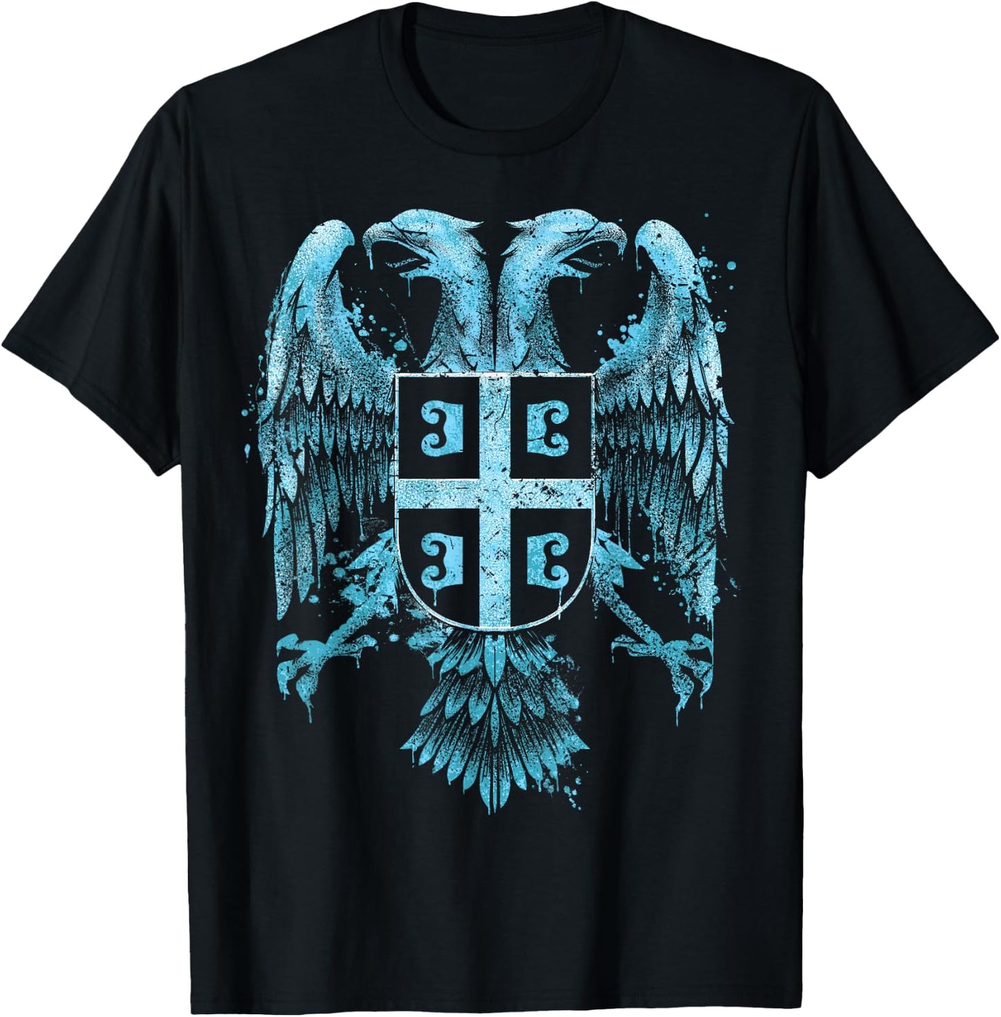 Serbian Double Headed Eagle Serbia Coat of Arms Fan T-Shirt - T-Shirt | Black