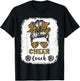 Cheer Coach Leopard Messy Bun Cheerleader Bleached T-Shirt - T-Shirt | Black