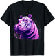 Hippopotamus Portrait Splash Colourful Artwork Savanna Hippo T-Shirt - T-Shirt | Black