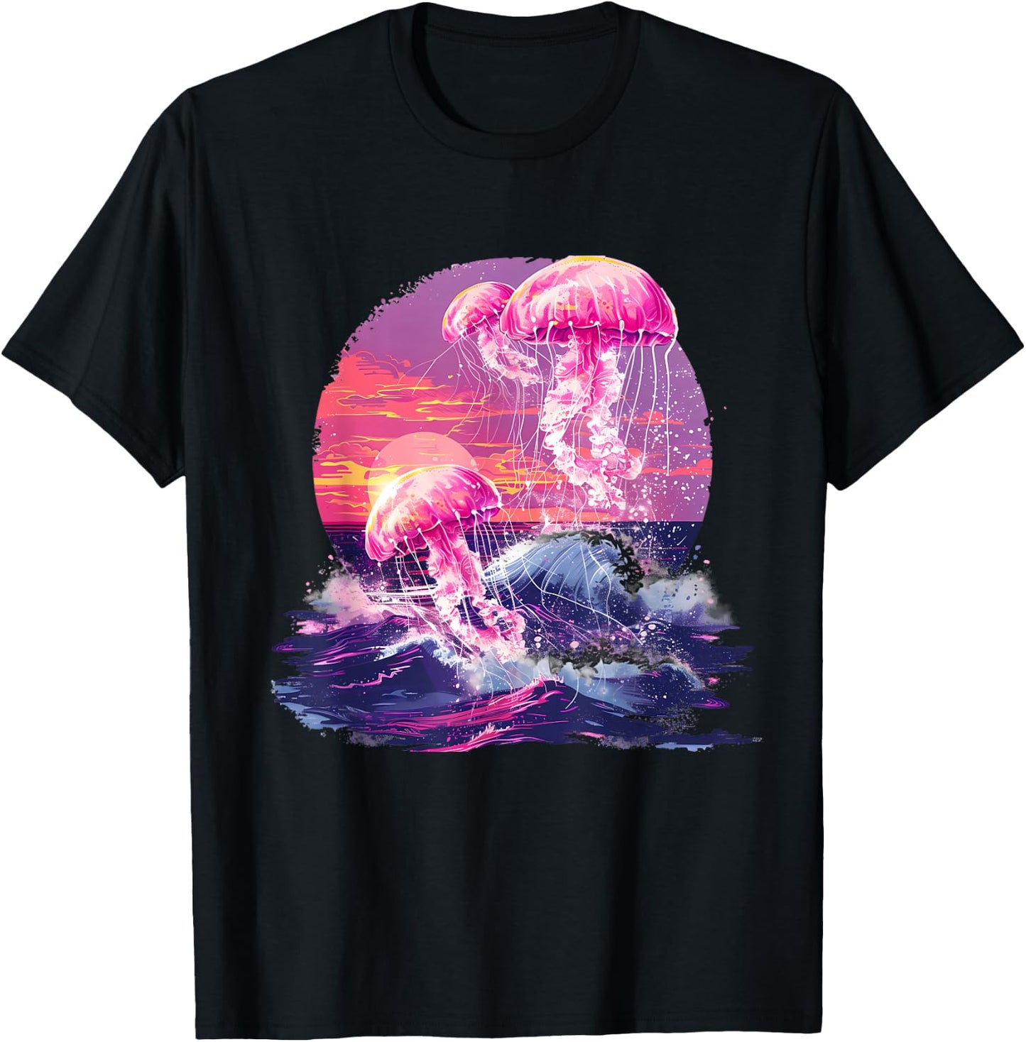 Jellyfish Sunset Ocean Sea Jellyfish Sea Ocean Animal Lover T-Shirt - T-Shirt | Black