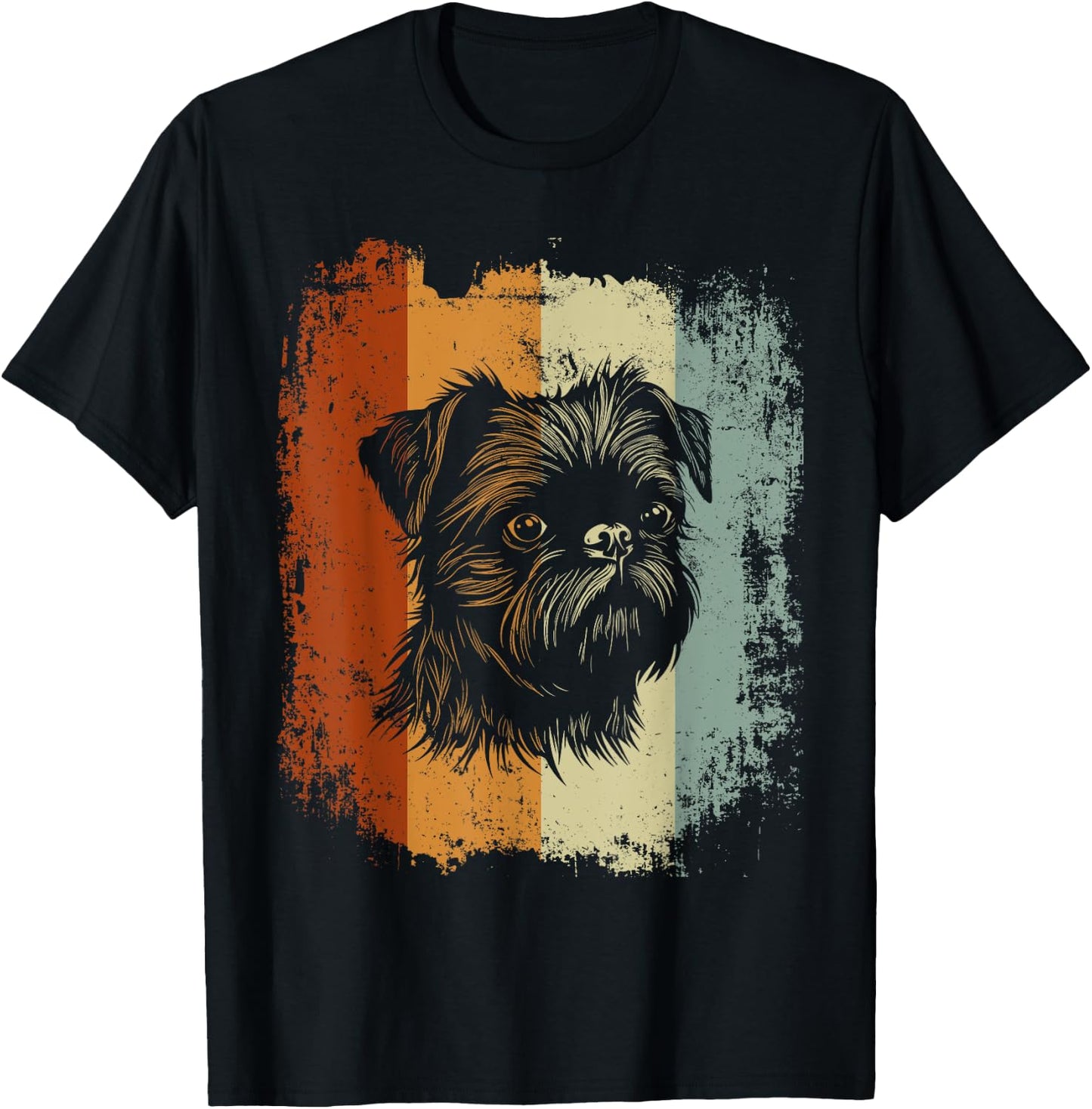 Retro Style Brussels Griffon Dog T-Shirt - T-Shirt | Black