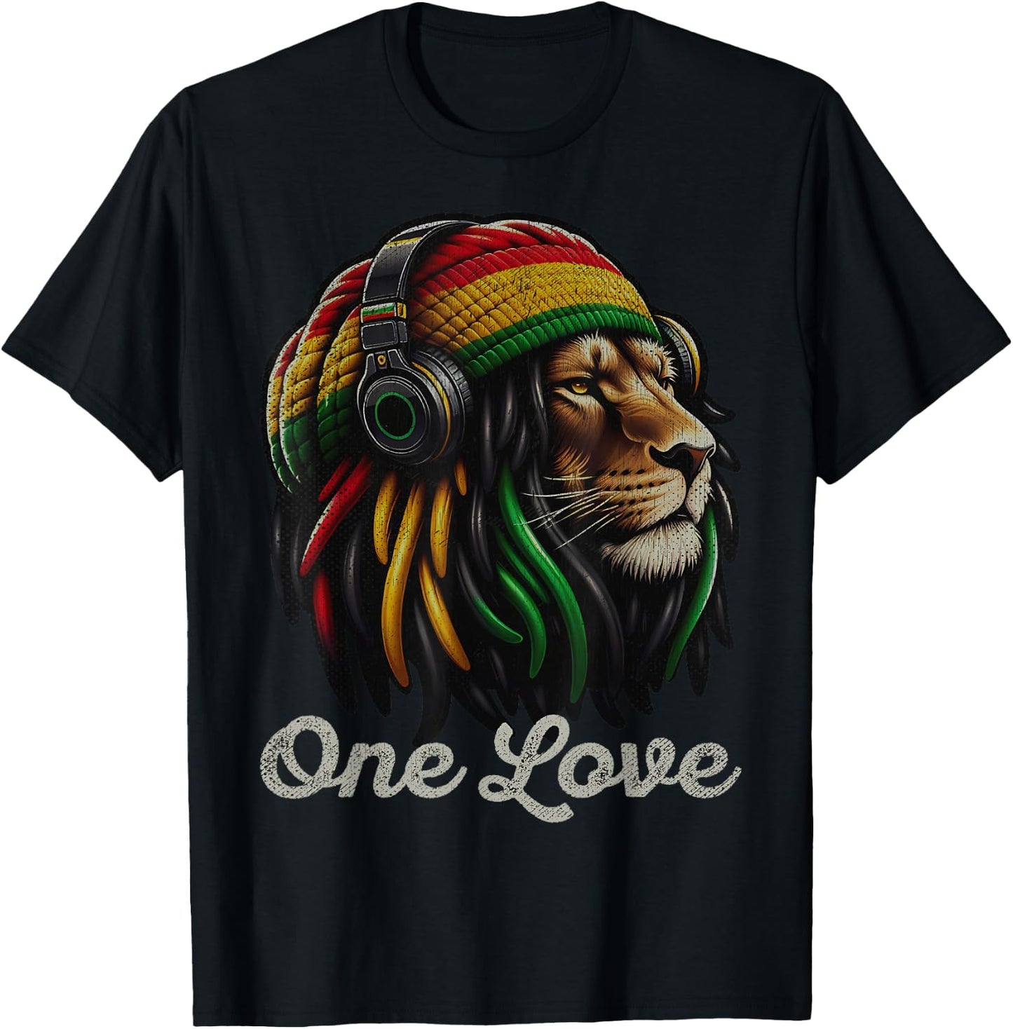 Jamaica Roots Reggae Lion of Judah Rastafari , black T-Shirt - T-Shirt | Black