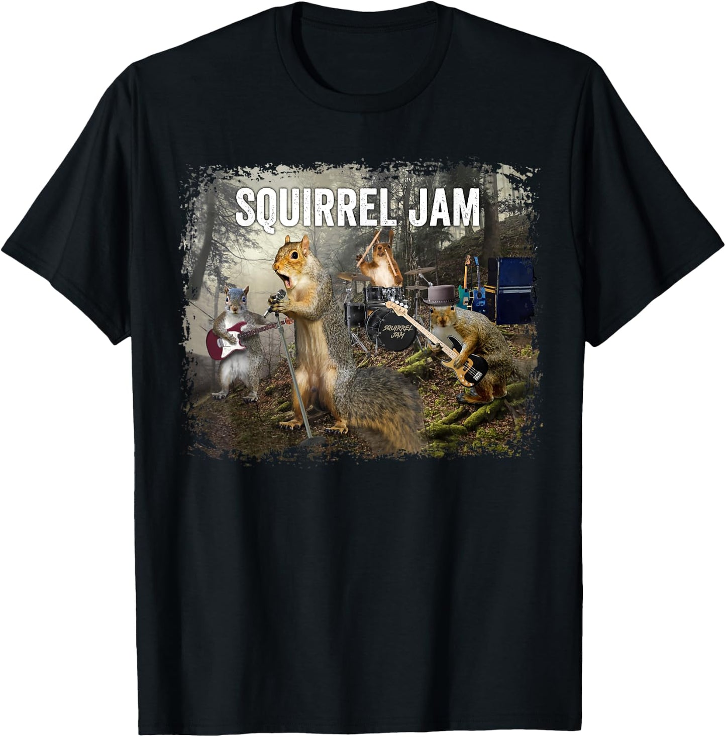 Squirrel Jam - funny squirrel rock group T-Shirt - T-Shirt | Black