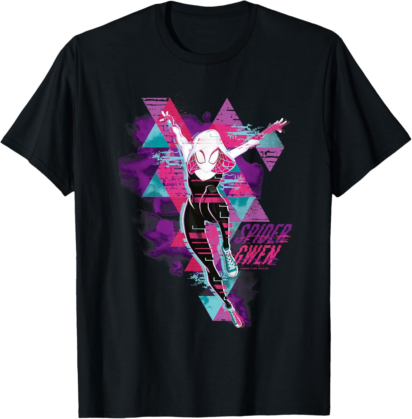 Marvel Spider-Man: Across the Spider-Verse Gwen Glitch , black T-Shirt - T-Shirt | Black