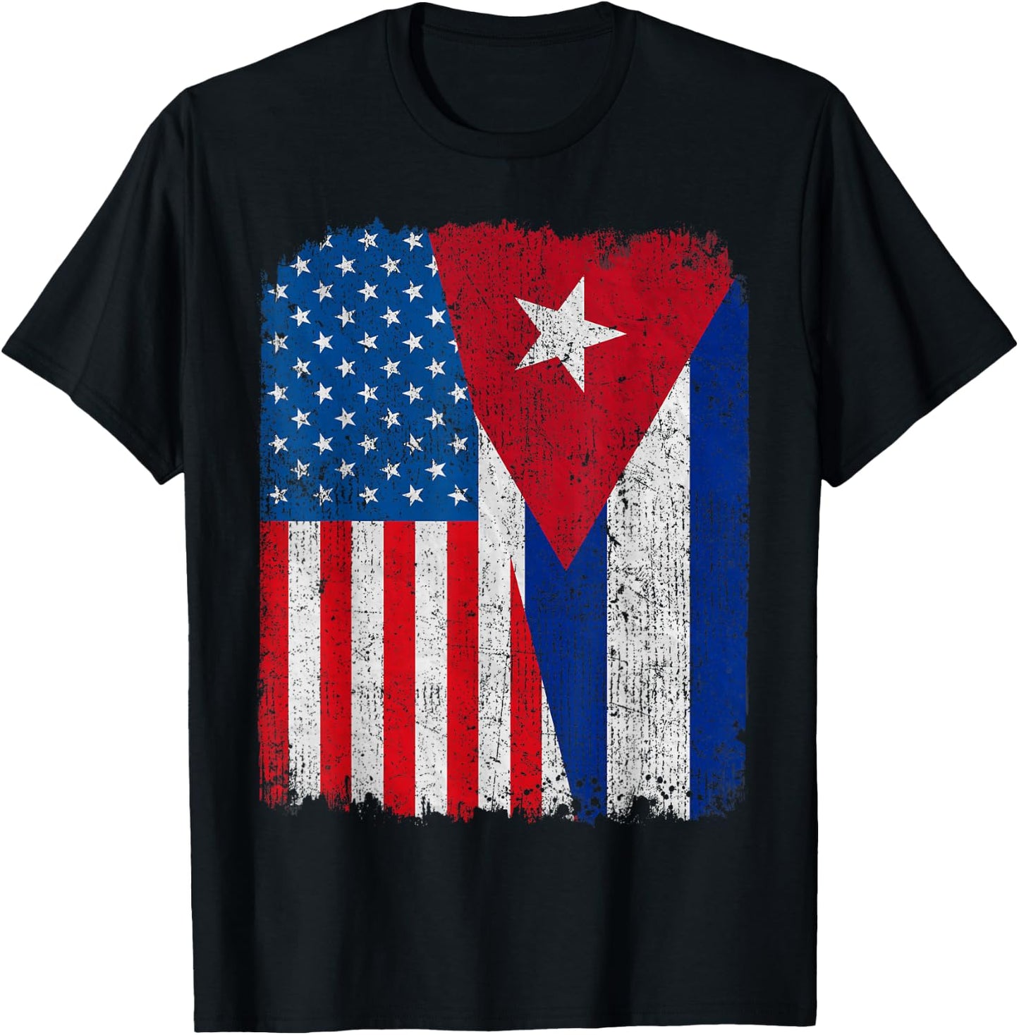 Cuban American Flag Half USA Cuba Root Proud T-Shirt - T-Shirt | Black